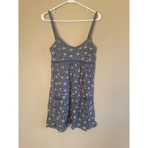 Hollister Blue Floral Empire Waist Mini Sundress Cotton Boho Pockets Large